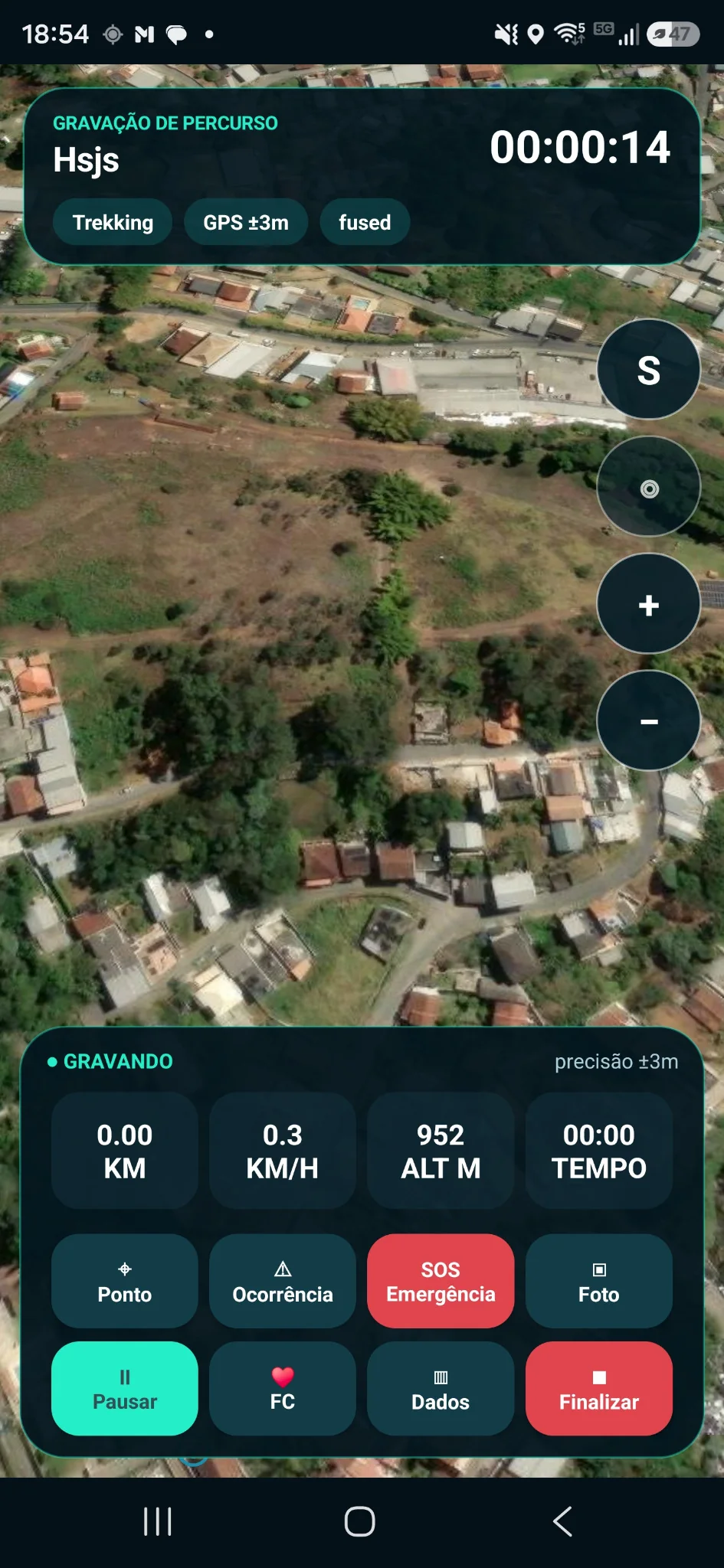 Tela real do aplicativo Android do SIGNA SGS em campo